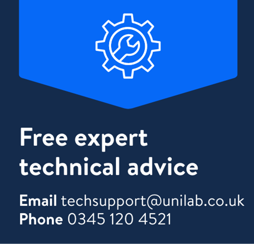 Free expert technical advice Email techsupport@unilab.co.uk Phone 0345 120 4521
